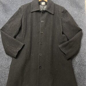 Levine Classics Coat Womens 14 Black Wool Long Overcoat Button Front Lined